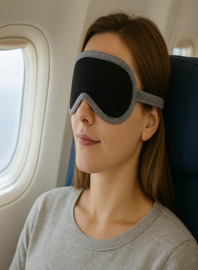 Jet&Bo 100% Pure Cashmere Eye Mask Black & Gray in Gift Box - Image 3
